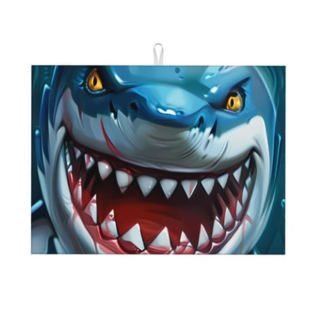 

Cauagu Dish Drying Mat 24*18 inch Absorbent Dish Drainer Kitchen Counter Dish Drying Pad for Countertops Sinks Draining Racks( Cartoon Cute Shark)