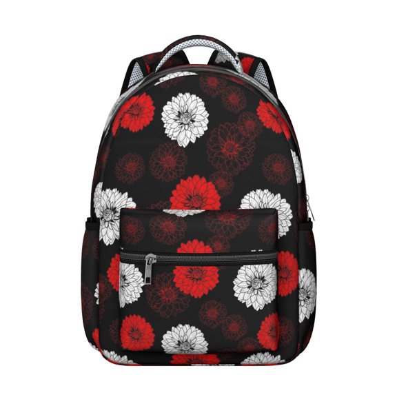 Pioneer Flower Floral Print Pattern Backpack for School, Cute School Bag with Adjustable Shoulder Straps and Padded Back, 15.3"x11"x7.1"