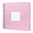 thumbnail image 5 of 8 Inch DIY Scrapbook Album, 20 Sheets Lay-Flat Linen Hardcover Photo Memory Book with Custom Window & 3 Photo Corner Stickers, Acid-Free Archival Album for Wedding Travel Baby Birthday Gifts, Pink, 5 of 5