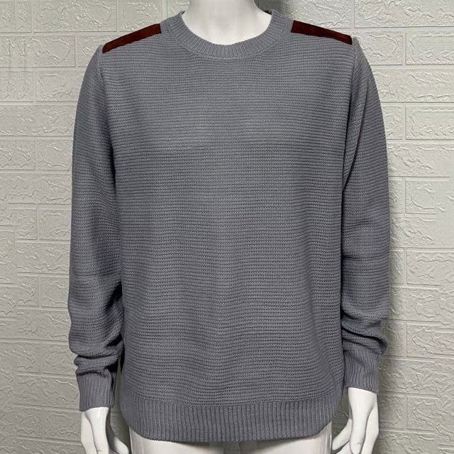 Suéter de hombre de otoño e invierno, jersey de cuello redondo de manga larga con costuras, suéter ajustado