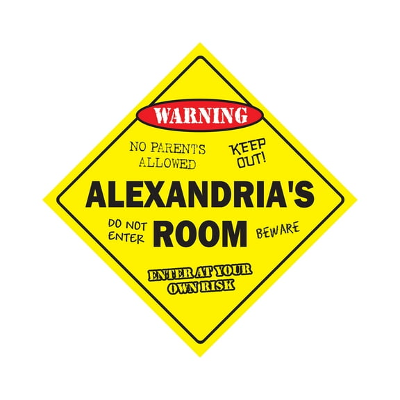 Alexandria's Room Sign Crossing Zone Xing | Indoor/Outdoor | 20" Tall kids bedroom decor door children's name boy girl