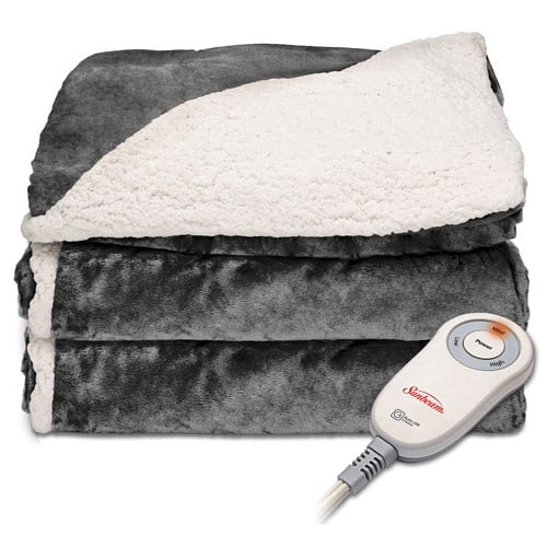 Sunbeam Plush to Sherpa 50" x 60" Electric Heated Blanket, 1 Each