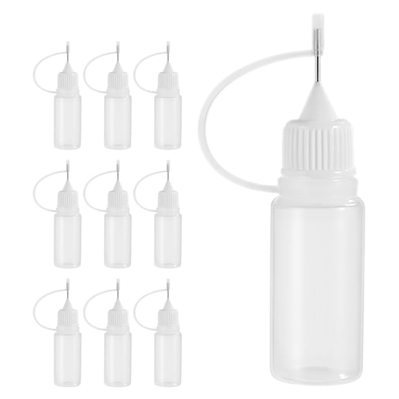 Worgeous 10pcs Pointed Tip Squeezable Liquid Bottles Portable Convenient Craft Glue and Oil Application Plastic Dropper Bottles with Fine Tips 10ml