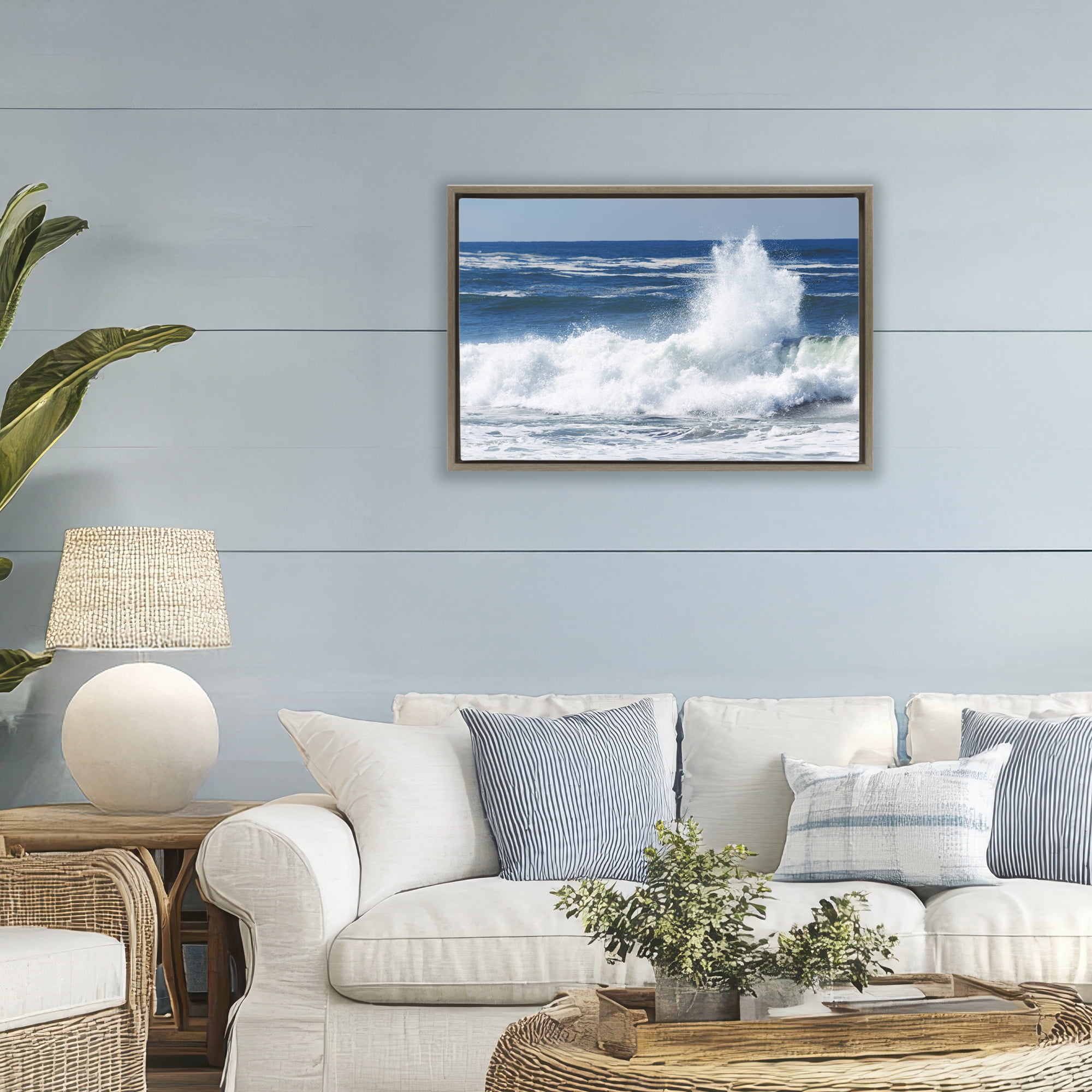 Stupell Industries Crashing Waves Splash Brown Framed Floater Canvas Wall Art, design by JLM Photographs