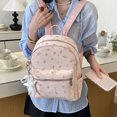thumbnail image 6 of Floral School Backpack, PU Leather Waterproof Backpack with Pendant, Heavy Duty Mini Bookbag for Travel Work College, Pink, 6 of 10