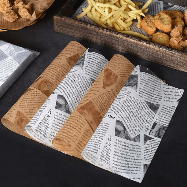 Bandeja para hornear Papel grueso resistente al aceite Almohadilla para freír Papel de periódico Papel absorbente de aceite Papel para papas fritas Papel para pan de hamburguesa