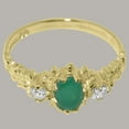thumbnail image 6 of LBG British Made 14k Yellow Gold Natural Emerald & Cubic Zirconia Womens Anniversary Ring - 33 size options - Size 8.75, 6 of 9