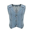 thumbnail image 4 of Plus Size Summer Womens Tops Fashionable Sleeveless Slim Denim, 4 of 5