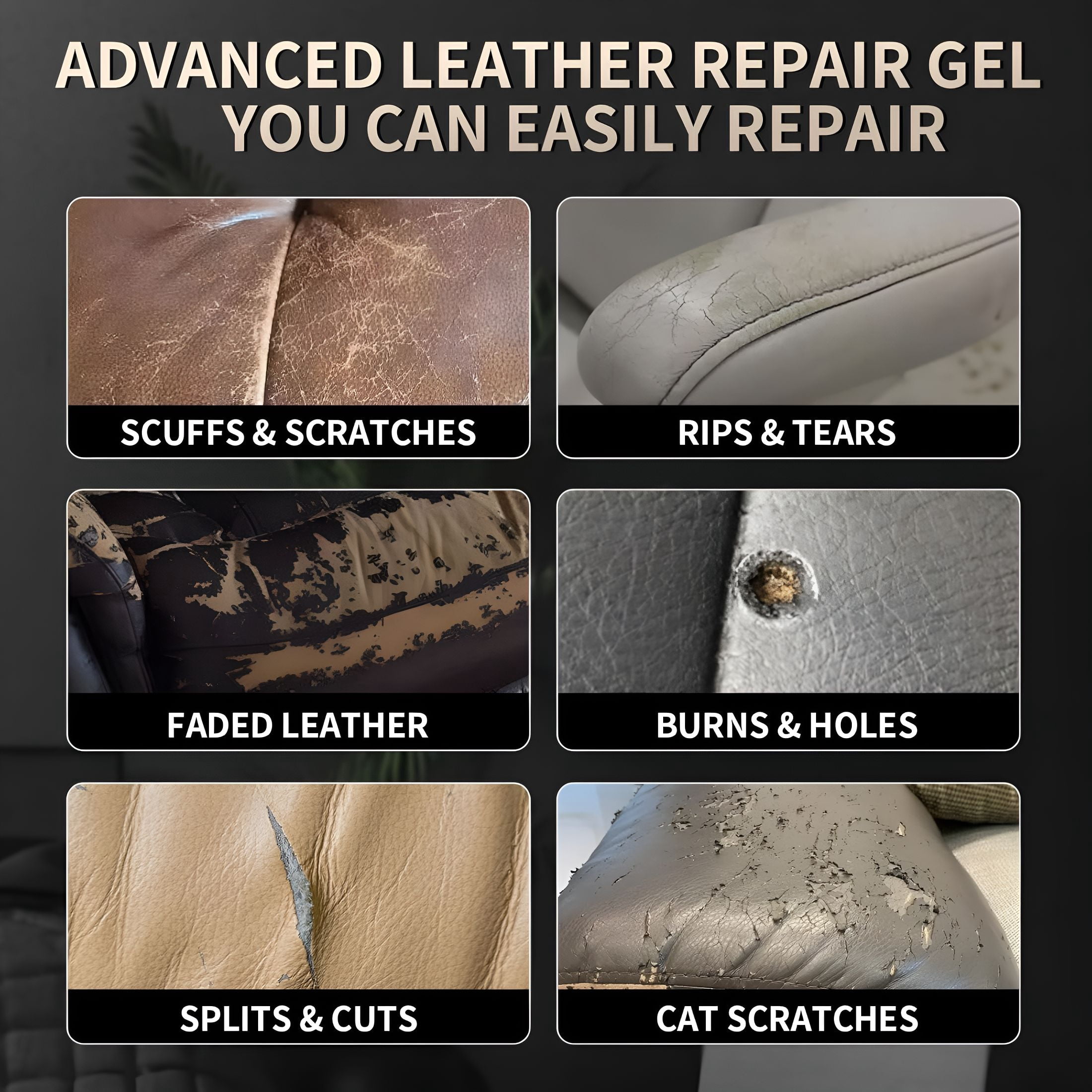 RAGUPEL Advanced Leather Repair Gel,Multifunctional Leather Repair Kit for Car Seat Vinyl Repair Kit,Professional Leather Repair Coloured Cream Gel,Couch and Jacket Repair Kit (Beige)
