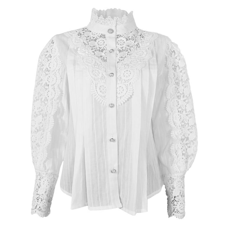 Honeeladyy Discount Women Lace Top Vintage Pearl Buttons Honeeladyy Discount Women Lace Top Vintage Pearl Buttons