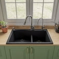 thumbnail image 3 of ALFI brand AB3320DI-BLA Black 33" Double Bowl Drop In Granite Composite Kitchen Sink, 3 of 11