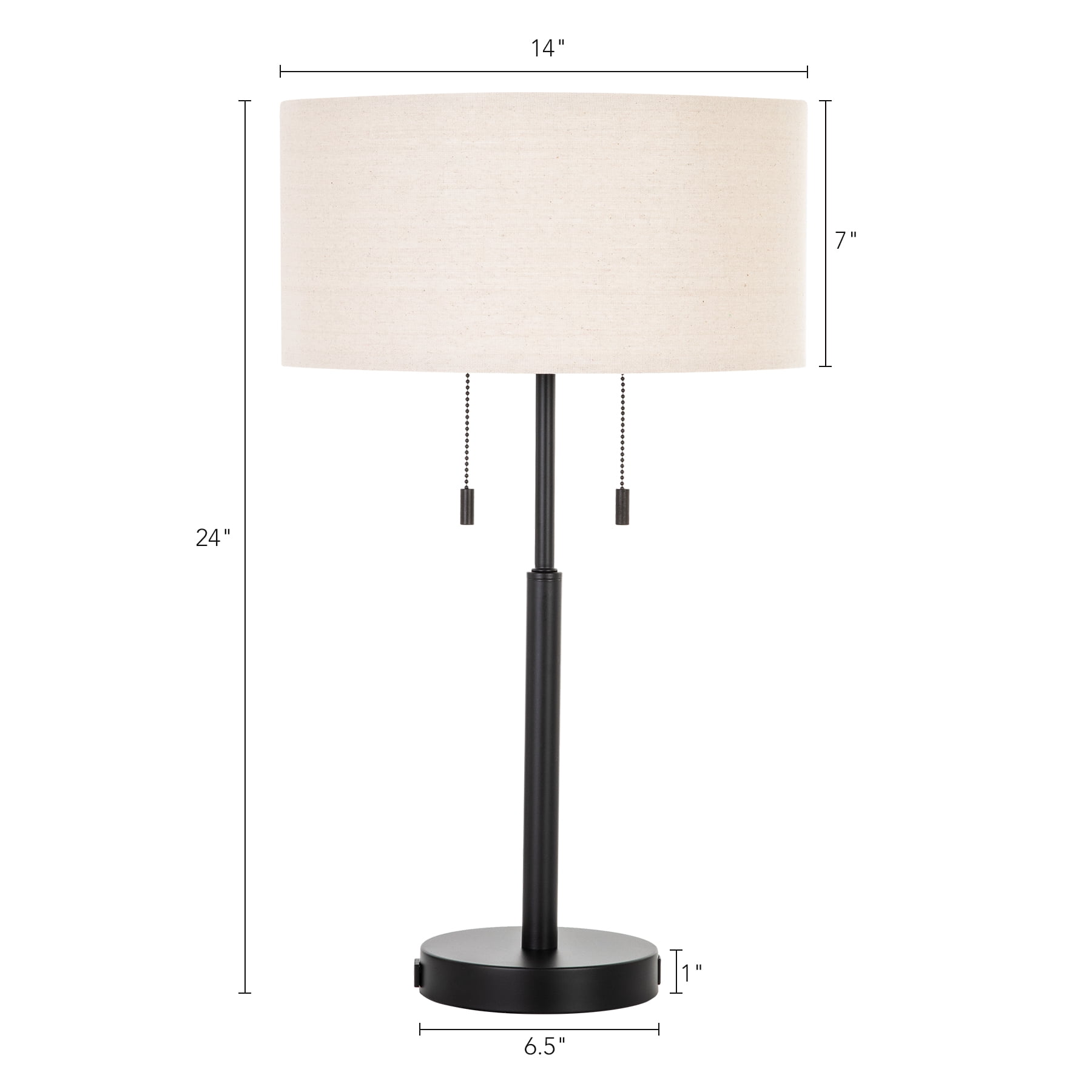 Bestco 24" Table Desk Lamps w USB Port & AC Outlet for Home Office Decor, Set of 2