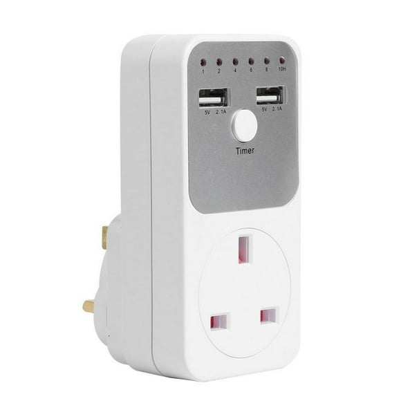 Timer Outlet Countdown Timing Switch Socket USB Charger Adapter (UK Plug)