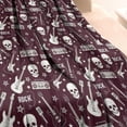 thumbnail image 3 of Burgundy Rock Skull Pattern Blanket,Comfortable Soft Lamb Wool Throw Blanket,All Season,Warm Lightweight Blankets for Sofa Bed Couch Living Room Chair,60"x80", 3 of 4