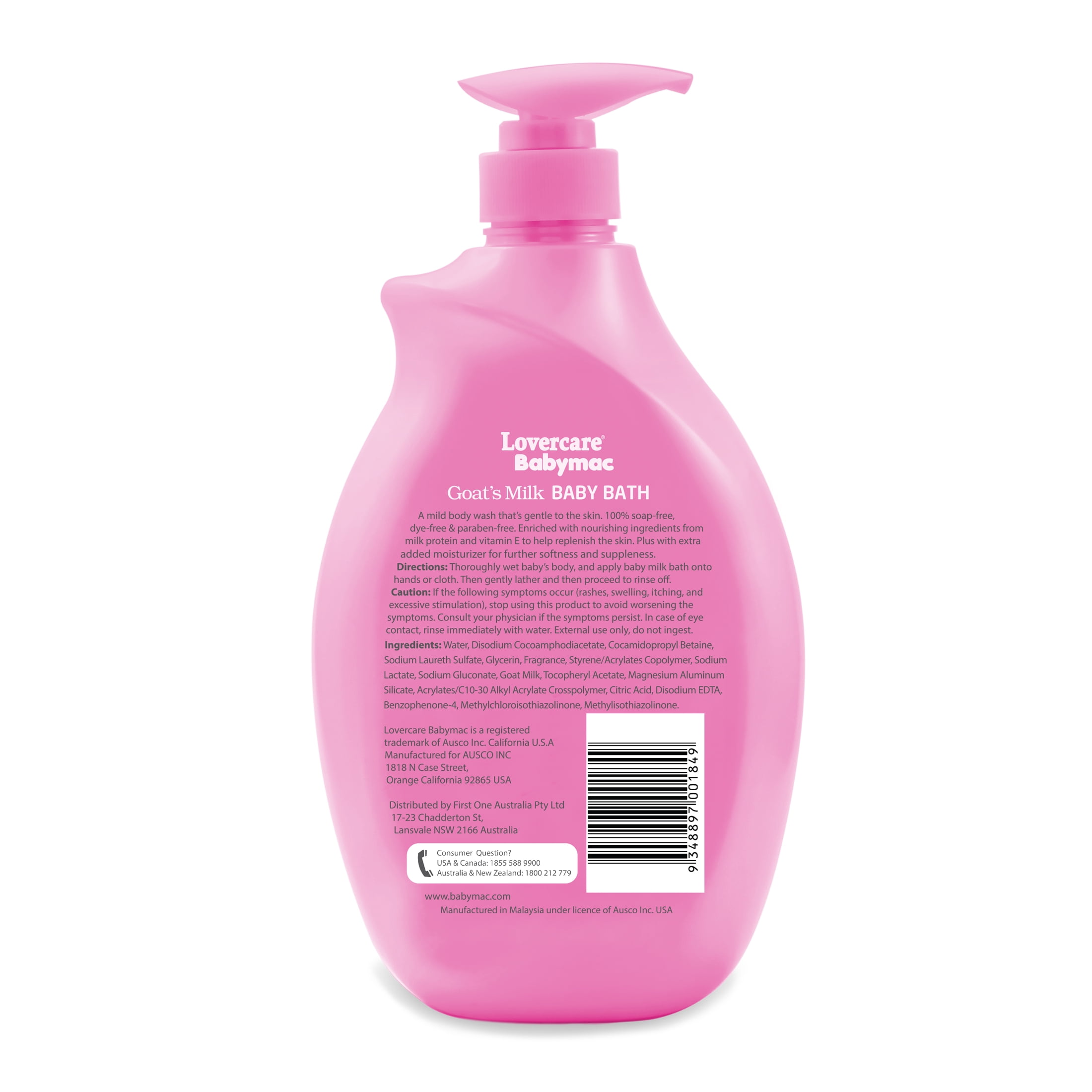 LoverCare Babymac Goat's Milk Baby Bath with Vitamin E-33.8 fl oz (1000ml)