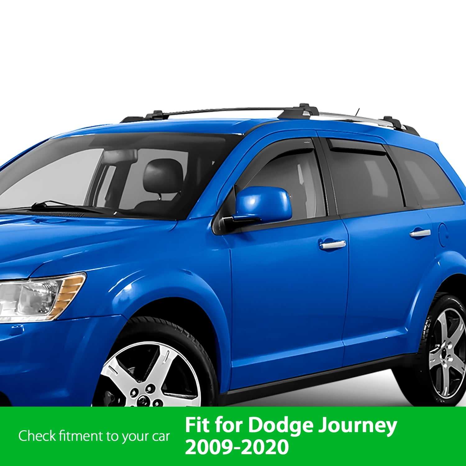 Goodyear Shatterproof in-Channel Window Deflectors for Dodge Journey 2009-2020, Rain Guards, Window Visors for Cars, Vent Deflector, Car Accessories, 4 pcs - GY007886