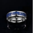 thumbnail image 4 of 8mm Wide Steel-colored Inlaid Lapis Lazuli Natural Stone Men's Tungsten Steel Ring, 4 of 4