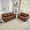 Brown, variant on Aukfa 2-Piece PU Leather Sofa Set, Vintage 3-Seater Couch and Loveseat with Storage Space, Upholstered Living Room Furniture Set, Burgundy