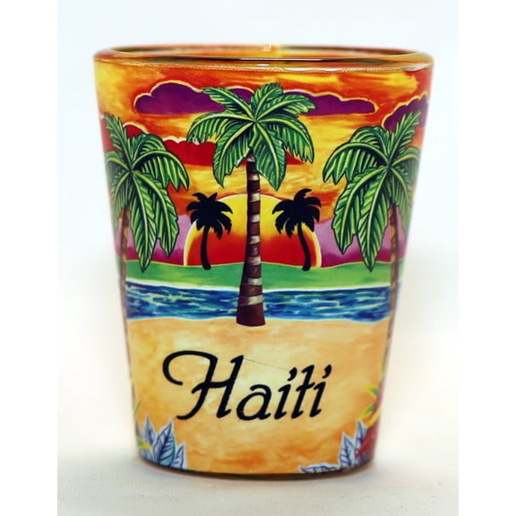 Haiti Yellow Palms In-and-Out Shot Glass