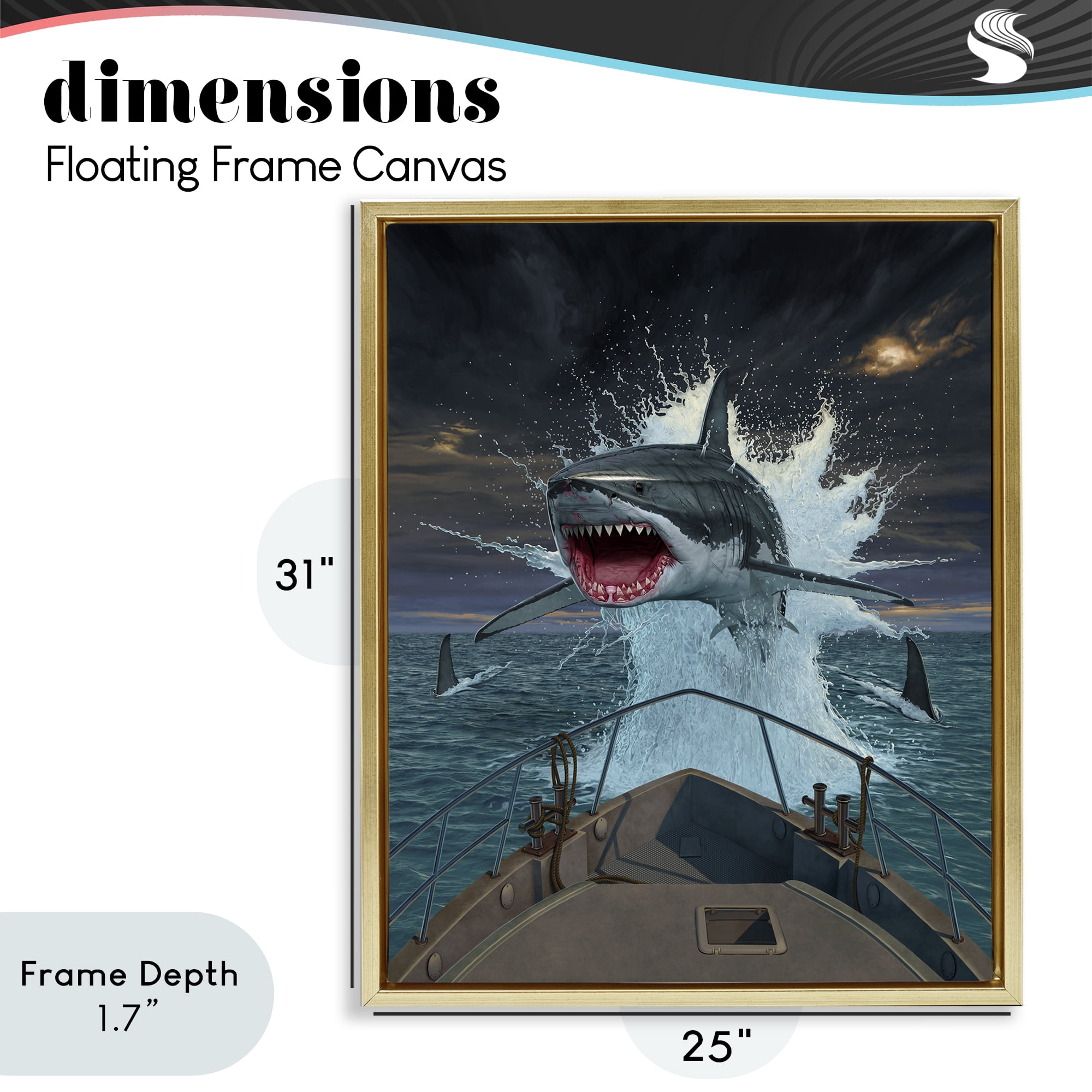 Stupell Industries Fish Out Of Water Gold Framed Floater Canvas Wall Art, design by Vincent Hie