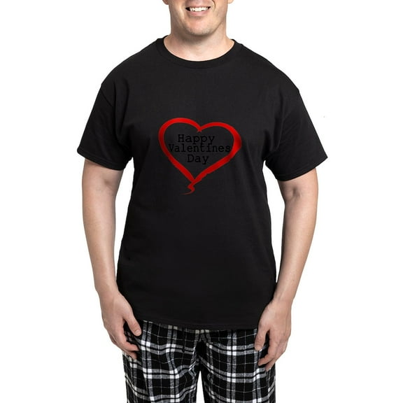 CafePress - Happy Valentines Day With Large Heart Pajamas - Men's Dark Loose Fit Cotton Pajama Set