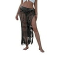 thumbnail image 1 of Coduop Women Knitted Beach Cover Up Skirt Hollow Out Fish Net Tassels Maxi Skirts, 1 of 2