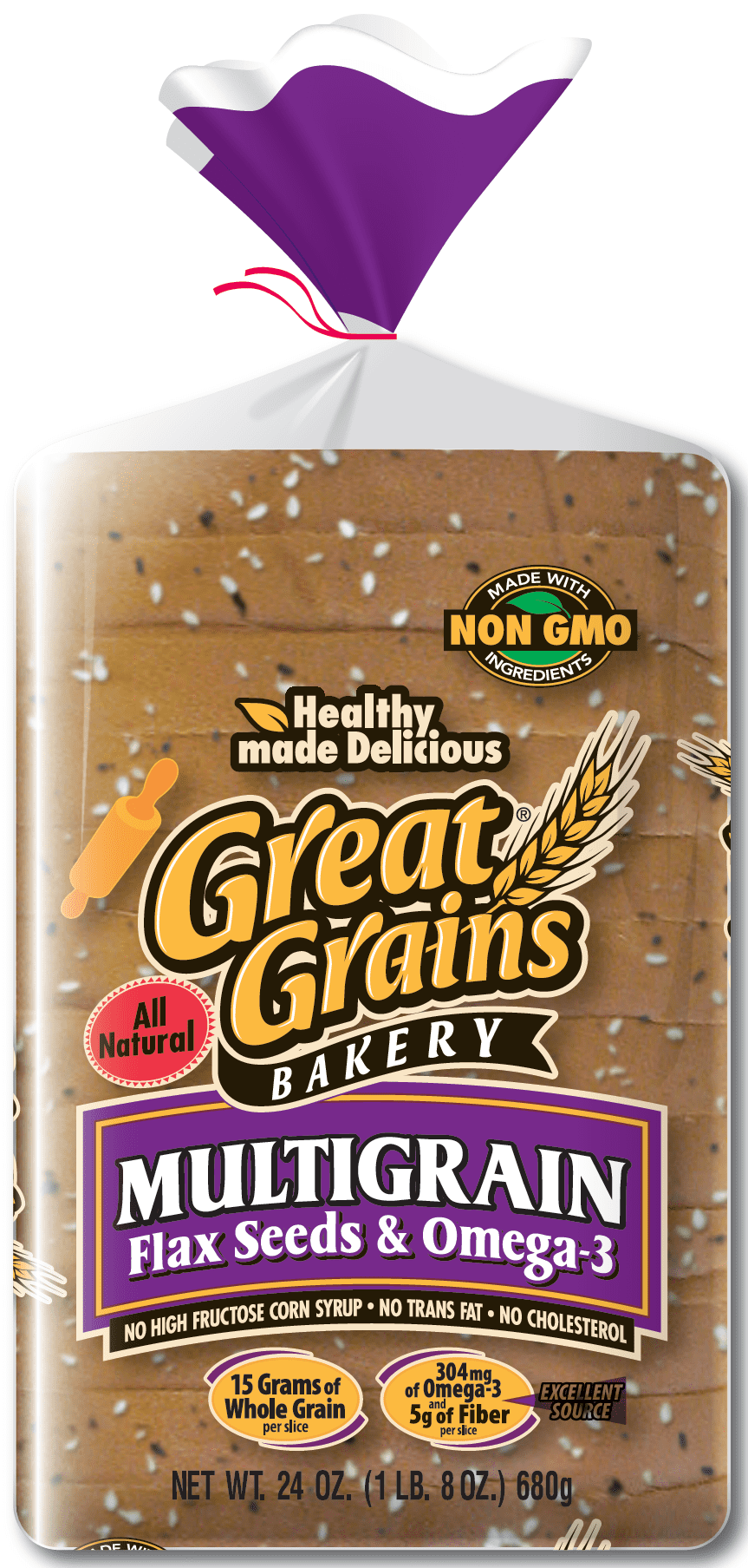 Great Grains Bakery Multigrain w/ Flax Seeds & Omega3 Premium Wide Pan Bread, 24 oz Walmart