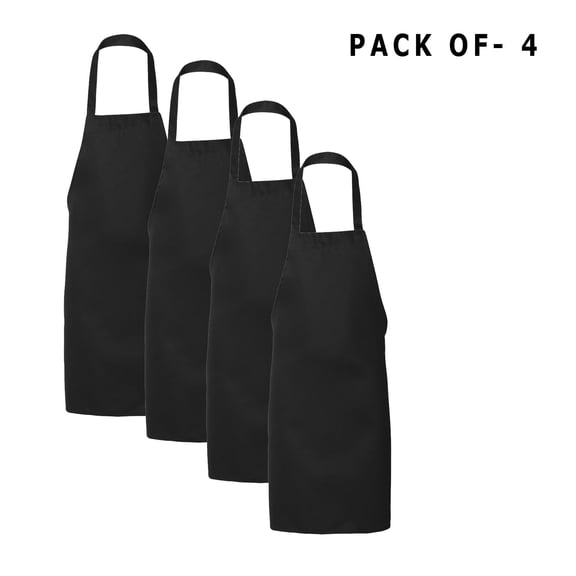 Q-Tees Butcher Apron - Personalized BBQ Chef Aprons | 55/45 cotton/polyester | Bulk Apron | Black | Pack of 4