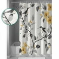 thumbnail image 3 of 72x78 Inch Shower Curtain Yellow Grey Spring Floral Bathroom Decor Waterproof Fabric Bathtub Bath Curtains Decorative Summer Botanical Birds Extra Long Shower Curtain Set with Hooks, 3 of 6