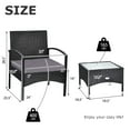 thumbnail image 2 of Gymax 3 PCS Patio Wicker Rattan Furniture Set Coffee Table & 2 Rattan Chair w/ Cushion Grey, 2 of 10