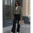 thumbnail image 6 of Womens Cropped Bike Jacket Casual Double Breasted Trench Coat Green XS, 6 of 9
