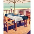 thumbnail image 2 of Boanket Outdoor Tablecloth with Umbrella Hole for Patio/Picnic/Party/Camping, Navy Blue Waterproof Table Cloth Rectangle Table Cover Washable, Modern Geometric Abstract Contemporary (60"x 84"), 2 of 7
