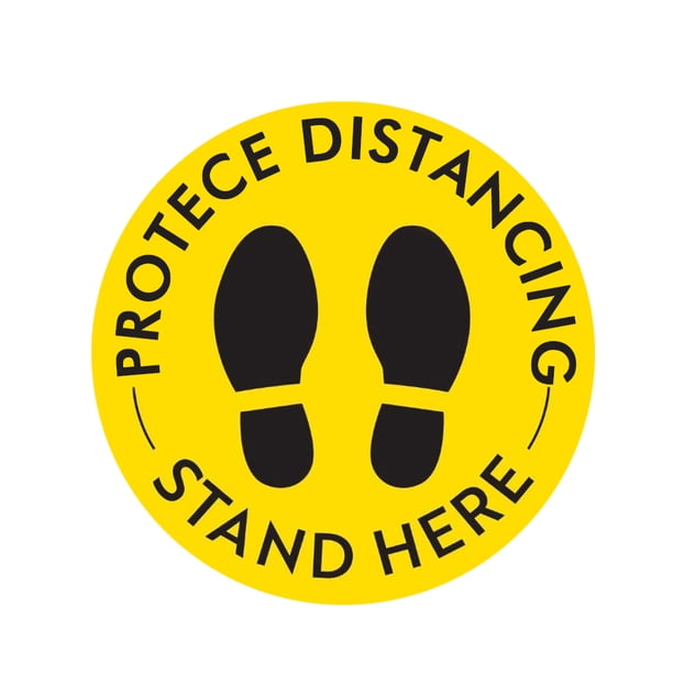 Adhesivo antideslizante Señal de piso Calcomanía para piso Stand Here Amarillo Leyfeng Pegatina antideslizante