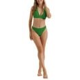 thumbnail image 2 of Conjuntos de bikini de dos piezas para mujer INSPIRE CHIC, con escote en V y cruce, parte inferior triangular con cordón en la espalda, trajes de baño, pequeño, verde, 2 of 5