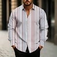 thumbnail image 3 of Rvwovn Men's Colorful Striped Button Down Shirt, Casual Long Sleeve Top with Classic Collar, 3 of 5