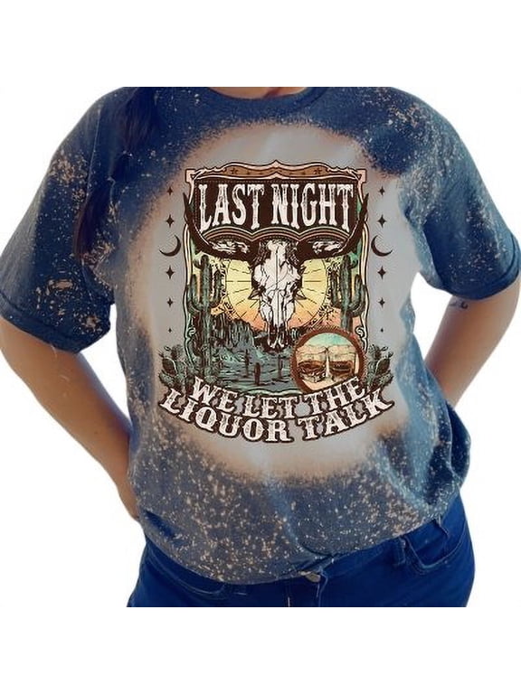 Last Night Country Music Inspired Wallen Bleached T-Shirt