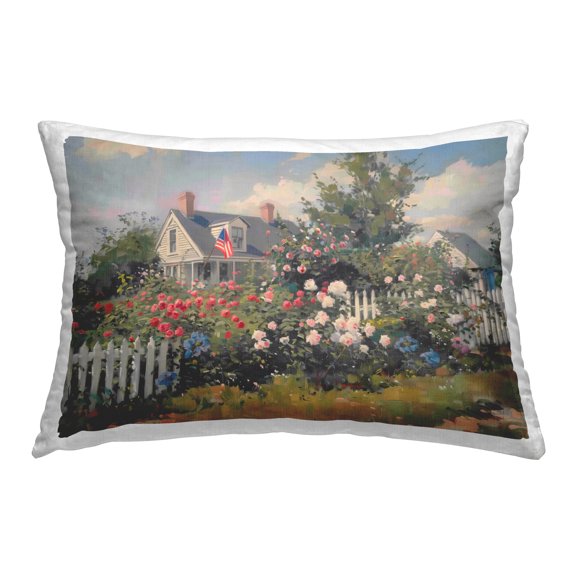 Stupell Industries Patriotic Cottage Garden Decorative Printed Throw Pillow Design by Arlington Prints.