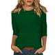 thumbnail image 1 of moda femenina diaria versátil casual cuello redondo manga tres cuartos estampado top verde oscuro / xl, 1 of 9