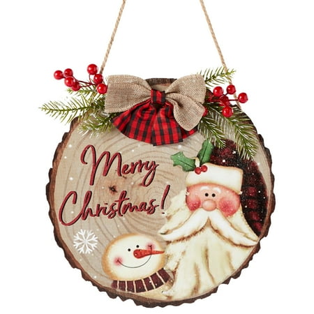 

Christmas Elements Decorative Doorplate Wooden Door Hanging Tag Pendant