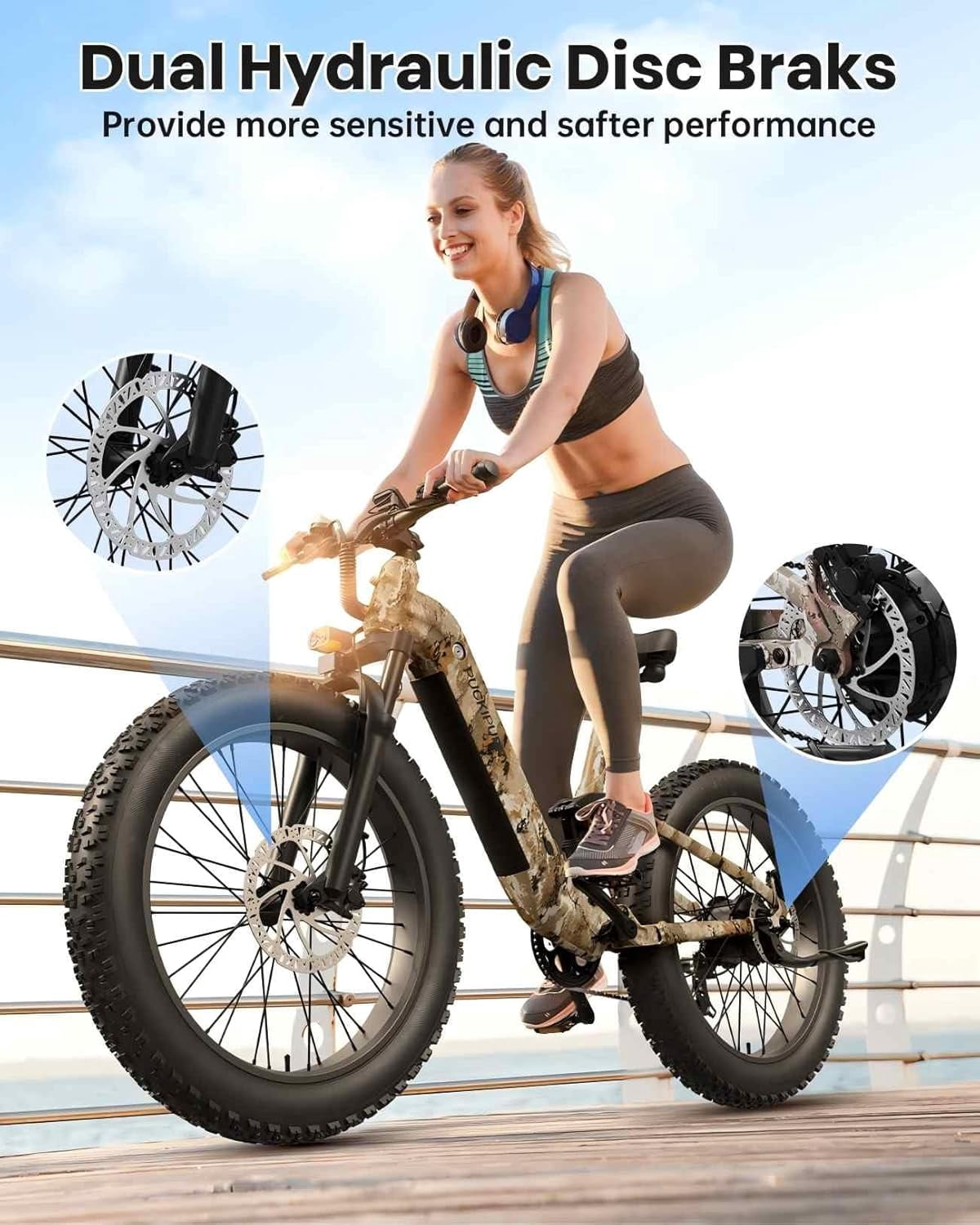 PUCKIPUPPY Electric Bikes for Adults 26" Step-Thru Ebikes 960W Peak Motor 80Miles Range 28mph Max Speed 48V 20AH Battery Full Suspension Fat Tire Mountain E Bike 7 Speed, Comply with UL2849 By SGS