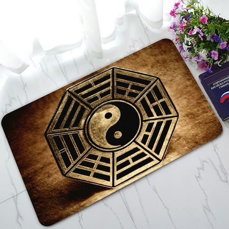 Yin Yang Rug (PHFZK Zen Art Doormat, Old Vinatge Yin Yang Symbol Peace Doormat Outdoors/Indoor Doormat Home Floor Mats Rugs Size 30x18)