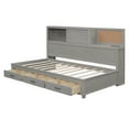 thumbnail image 4 of Twin Size Wooden Daybed with 3 Drawers and Shelves, Practical Daybed with Socket USB Interface, for Bedroom, Gray, 4 of 9