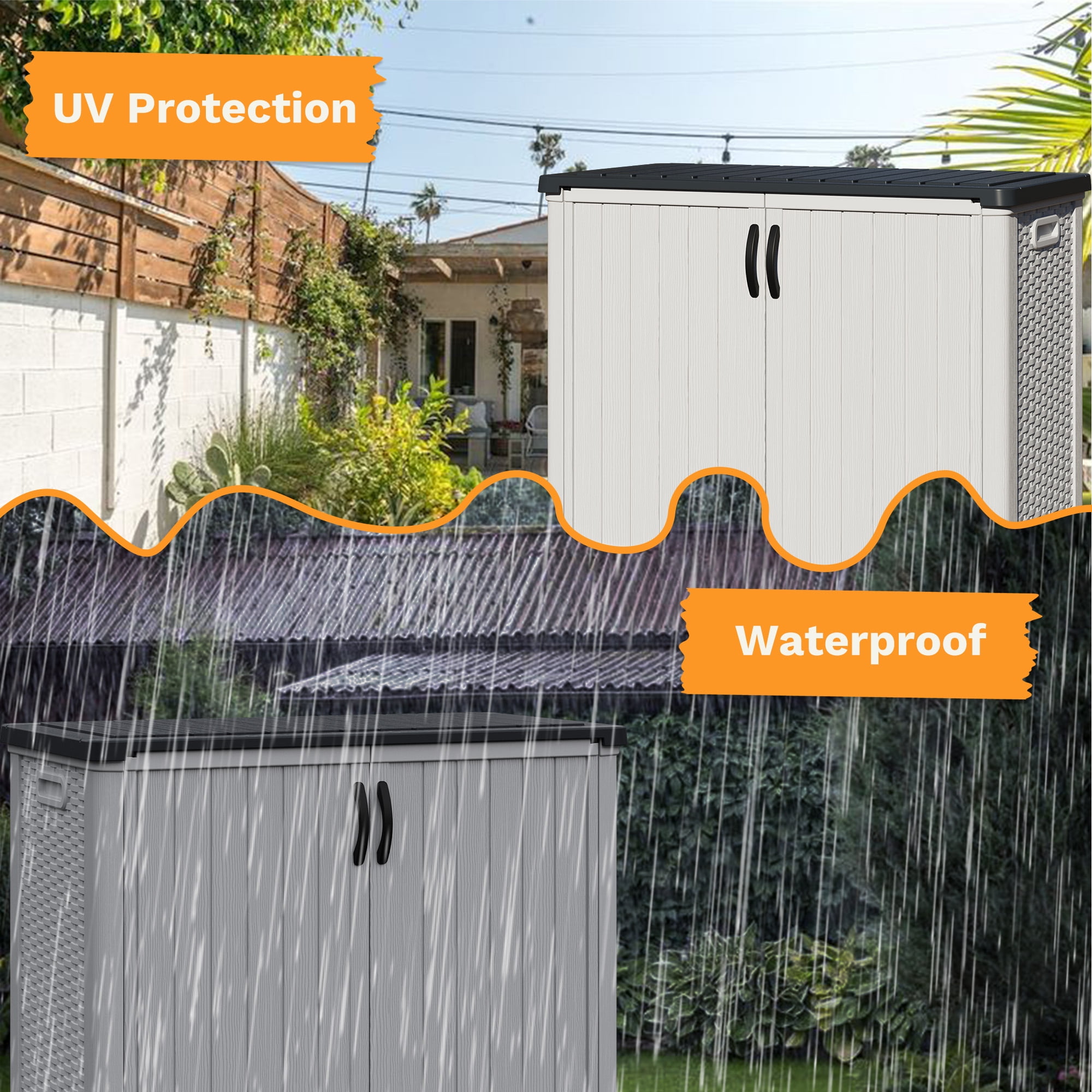Homall 26 Cu.ft Resin Outdoor Storage Shed - Waterproof, Lockable & Sturdy Floor for Patio/Garden, White