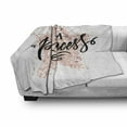thumbnail image 3 of I am a Princess Soft Flannel Fleece Throw Blanket, Modern Calligraphic Words on Dotted Background Hand Lettering, Cozy Plush for Indoor and Outdoor Use, 70" x 90", Black White and Blush, by Ambesonne, 3 of 6