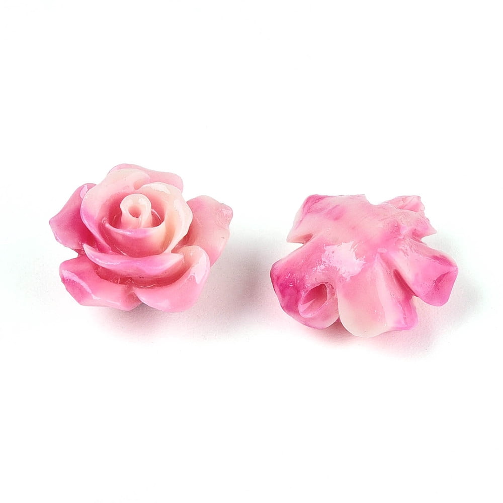 Coral Beads Dyed Flower Camellia 12x12x7mm Hole: 1mm DIY
