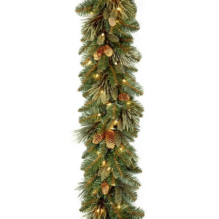 9 ft. Carolina Pine Garland with Battery Operated LED Lights