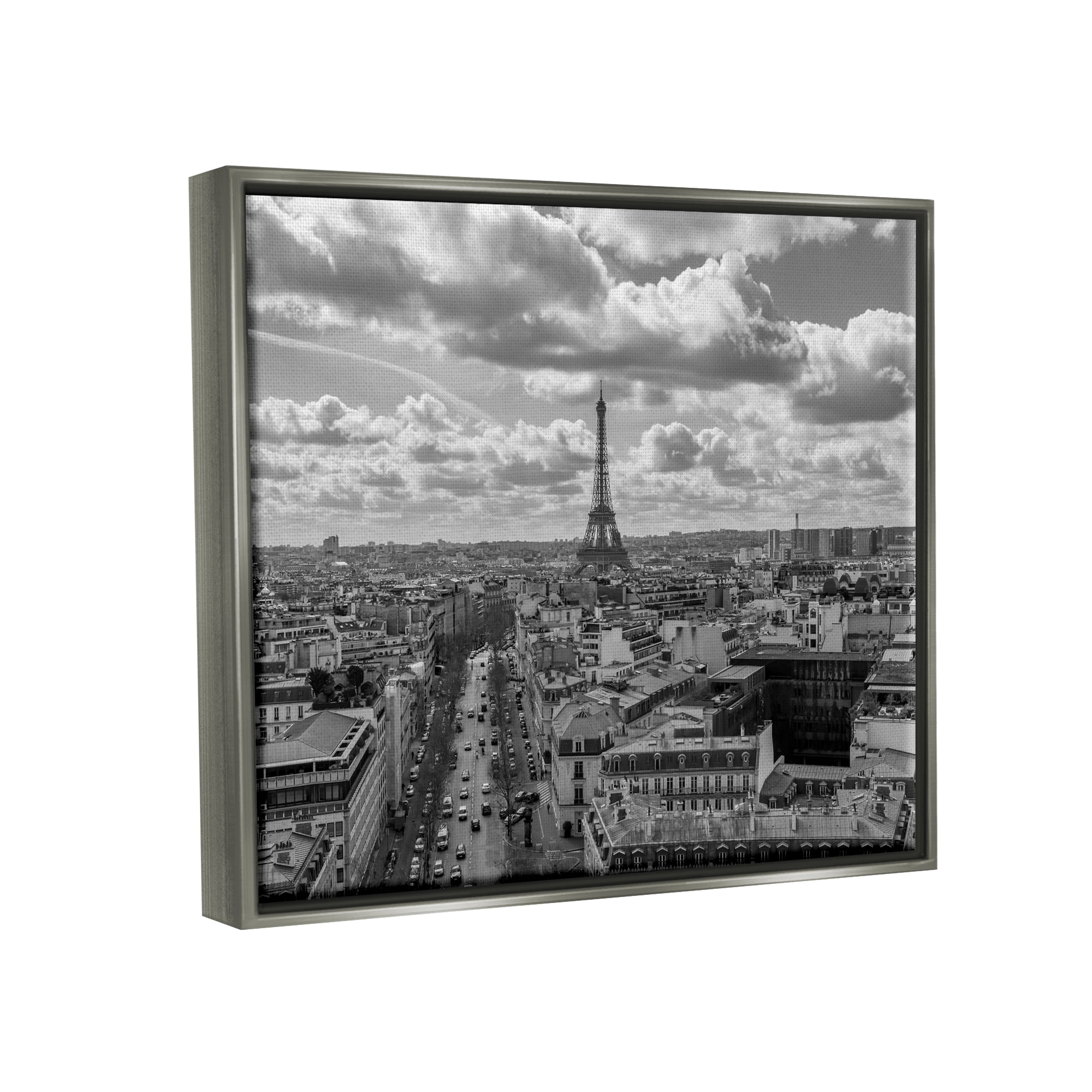 Stupell Industries Urban France Cityscape Travel & Places Photography Gray Floater Framed Canvas Art Print Wall Art, 31 x 25