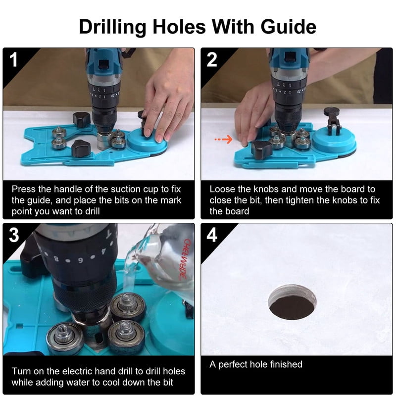 15-Pc Diamond Hole Saw Kit with Drill Guide, 6-50mm Tile & Glass Drill Bit Set for Porcelain & Marble