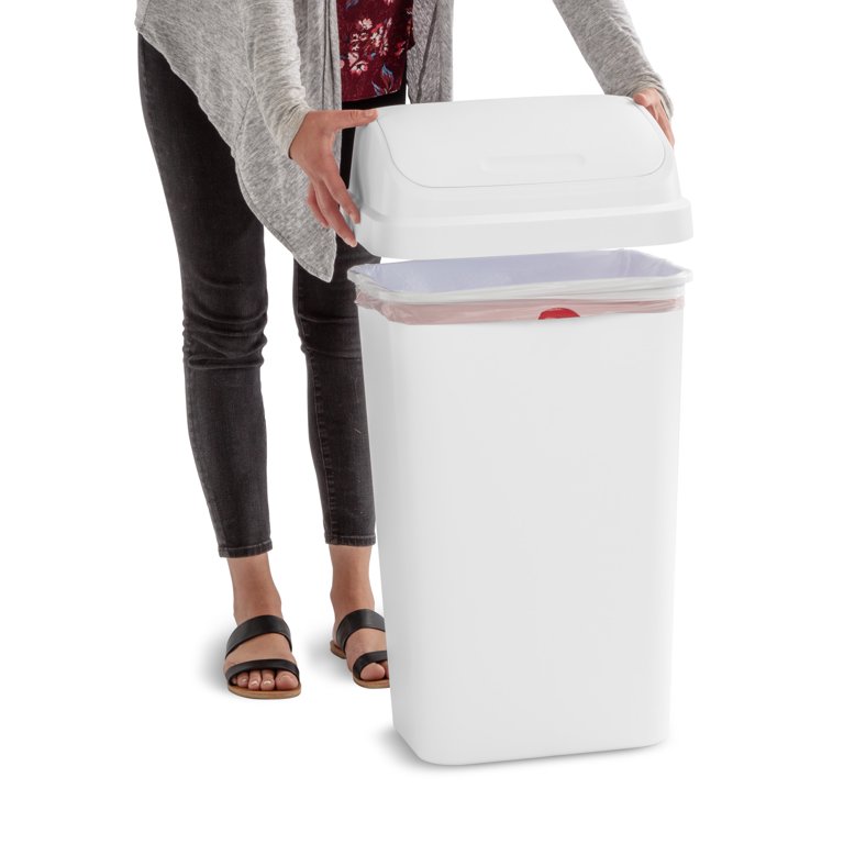 Sterilite 13 Gallon TouchTop Trash Can With Lid - 4 Pack, White, Kitchen Bathroom Office Wastebasket