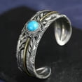 thumbnail image 3 of Brazalete abierto de plumas Minnieouse para hombre de plástico de cobre elegante y duradero color turquesa, 3 of 6